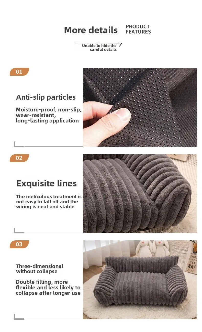 πΎ Luxury Plush Sofa Pet Bed β Soft Comfort with Secure Bolster Design