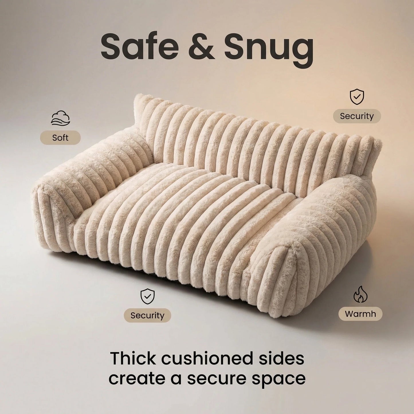 🐾 Luxury Plush Sofa Pet Bed – Soft Comfort with Secure Bolster Design
