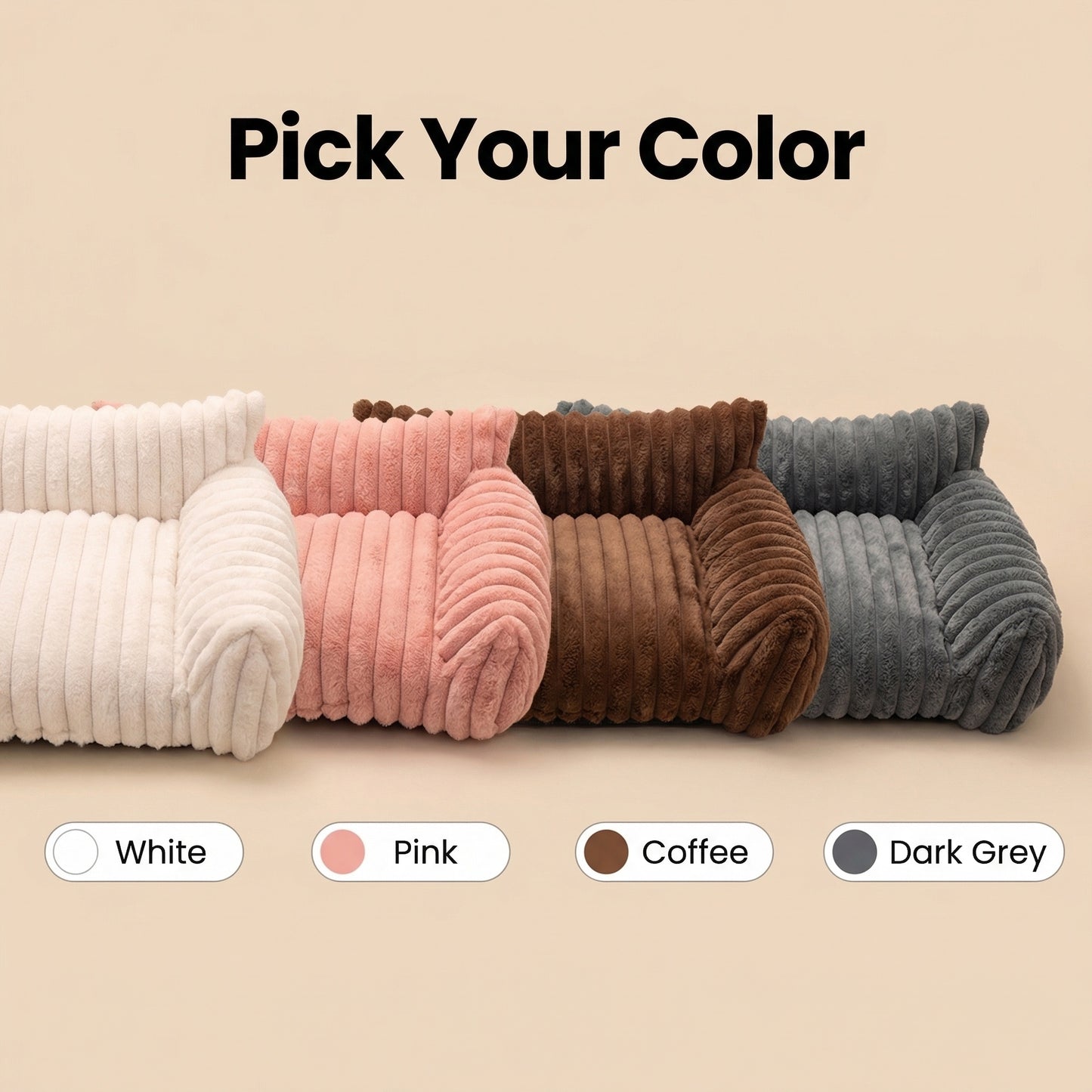 🐾 Luxury Plush Sofa Pet Bed – Soft Comfort with Secure Bolster Design