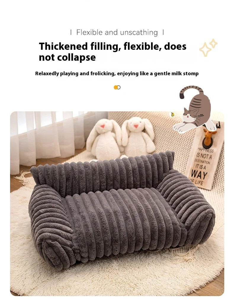 🐾 Luxury Plush Sofa Pet Bed – Soft Comfort with Secure Bolster Design