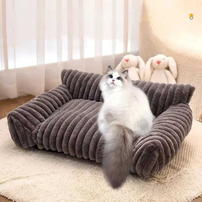 🐾 Luxury Plush Sofa Pet Bed – Soft Comfort with Secure Bolster Design